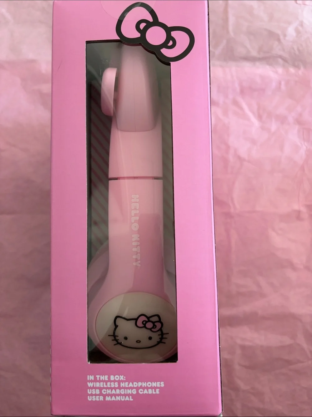 Hello Kitty Pink Wireless Bluetooth Light-Up Headphones with Rainbow Earcups